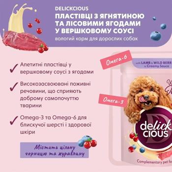 Корм вологий Delickcious Пластівці з ягням та лісовими ягодами для собак 80г - купити, ціни на MasterZoo - фото 3