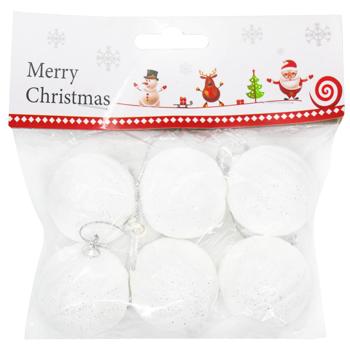 White Christmas Tree Balls 6pcs 4cm - buy, prices for COSMOS - photo 1