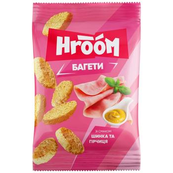 Сухарики Hroom! багетные со вкусом Ветчина и горчица 60г