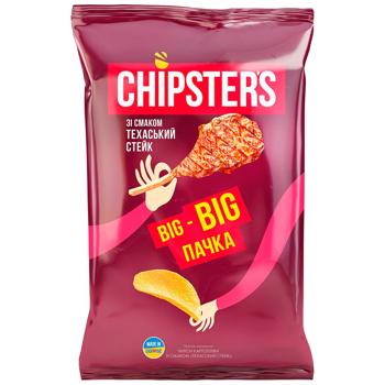 Сhipsters Texas Steak Flavored Potato Chips 180g - buy, prices for COSMOS - photo 1