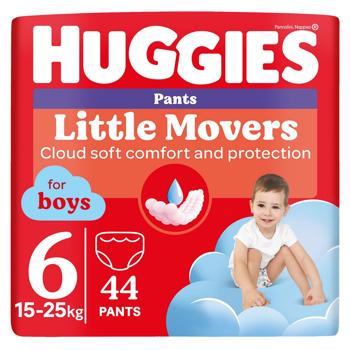 Подгузники-трусики Huggies Little Movers Pants 6 15-25 кг для мальчиков 44шт - купить, цены на МегаМаркет - фото 1