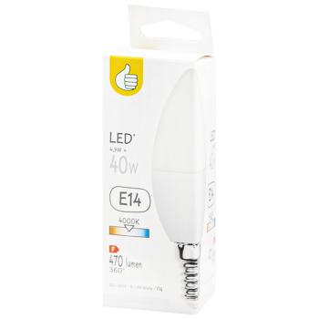Лампа Auchan LED свічка E14 4.9W 4000К біла - купити, ціни на Біотус - фото 1