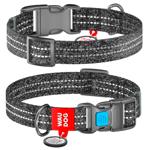 Ошейник для собак Waudog Re-cotton светоотражающий хлопковый с QR-паспортом 28-40см/20мм серый