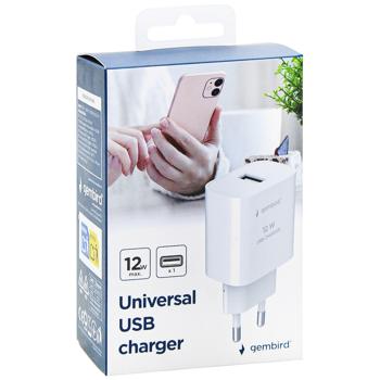 Сетевое зарядное устройство Gembird TA-UC-1A12-01 1USB-A 5V/2.4A (12W) белый - купить, цены на Auchan - фото 3