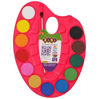 ZiBi Kids Line Watercolors on Palette with Brush 12 Colors - buy, prices for Auchan - photo 1