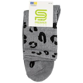Premier Socks Ekonom Leopard Print Children's Crew Terry Socks s.20-22, 22-24 Grey