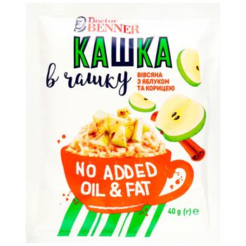 Каша Doctor Benner Кашка в чашку овсяная с яблоком и корицей 40г