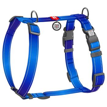Waudog Mono Nylon Reflective Blue Dog Harness with QR Passport M