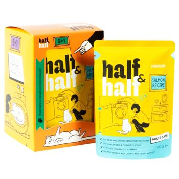 Half&Half Wet Food with Salmon for Adult Cats 5+1pcs x 100g - buy, prices for MasterZoo - photo 1