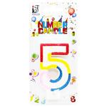 Свеча для торта цветная Цифра 5