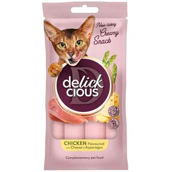 Delickcious Creamy Snack Cat Snack with Chicken, Cheese and Asparagus 4pcs*15g