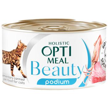 Optimeal Beauty Podium Wet Food with Tuna and Squid for Care of Hair and Teeth in Cats 70g