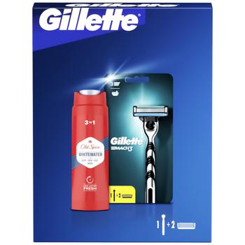 Gift Set Gillette Mach 3 Razor + 2 Replaceable Blades + Old Spice Whitewater Shower Gel 3in1 250ml - buy, prices for COSMOS - photo 2