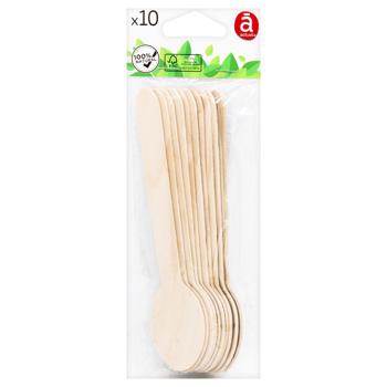 Actuel Spoon Wooden Disposable 10pcs - buy, prices for Auchan - photo 1