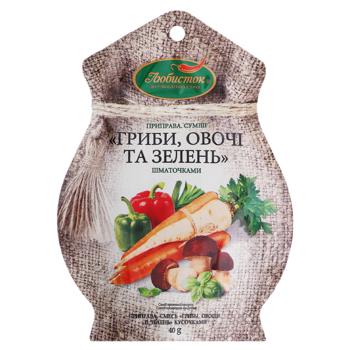 Приправа Любисток Гриби овочі і зелень шматочками 40г - купити, ціни на Ідеал - фото 1