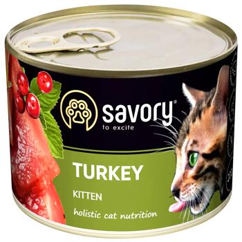 Упаковка вологого корму для кошенят Savory Kitten 6 шт х 200 г - індичка - купить, цены на MasterZoo - фото 2