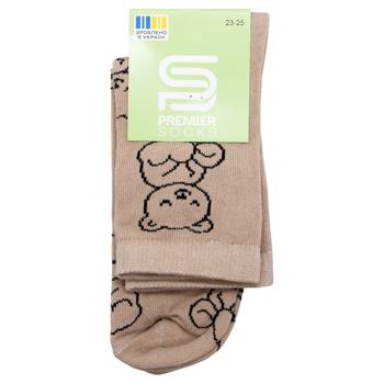 Носки Premier Socks подростковые высокие Медвежонок р.23-25 бежевый