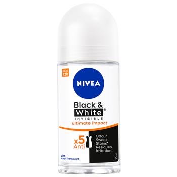 Nivea Black&White Invisible Ultimate Impact Roll-On Antiperspirant 50ml - buy, prices for MegaMarket - photo 1