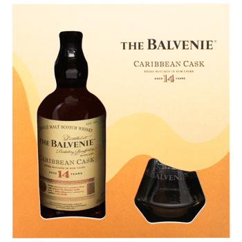 Набір Віскі Balvenie Caribbean Cask 14 yo + 2 склянки 0.7 л - купить, цены на WINETIME - фото 2