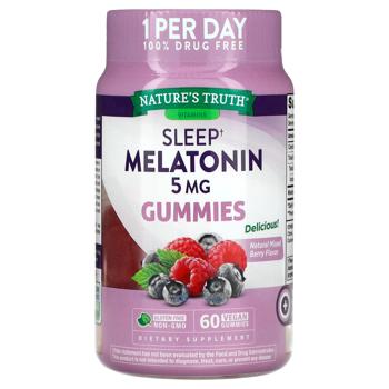 Мелатонин для сна, Sleep Melatonin, Nature's Truth, вкус ягодной смеси, 5 мг, 60 веганских жевательн - купить, цены на Biotus - фото 1