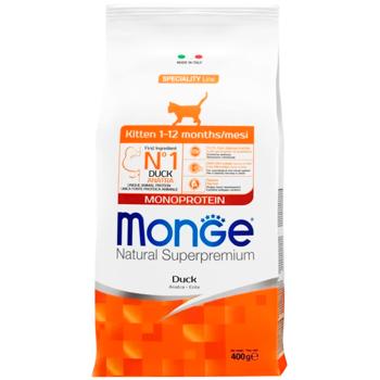 Корм сухий Monge Monoprotein з качкою для кошенят 400г - купити, ціни на MasterZoo - фото 1