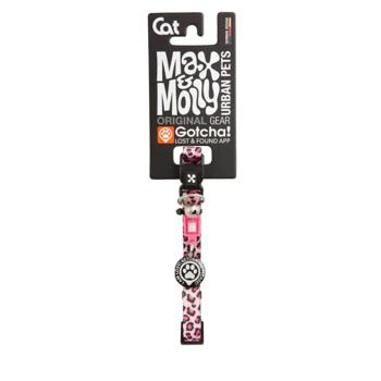 Ошейник для кошек Max and Molly Smart ID One Size полиэстер с QR-кодом 22-35см / 10мм с принтом розовый леопард - купить, цены на MasterZoo - фото 3