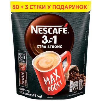 Напій кавовий NESCAFÉ® 3-в-1 Xtra Strong розчинний у стіках 13г х 53шт - купити, ціни на METRO - фото 1