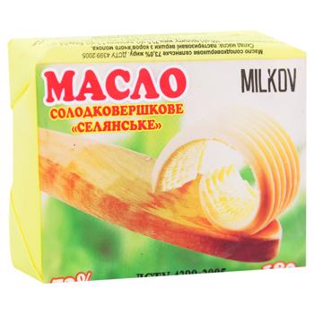 Масло Milkov Селянське солодковершкове 73% 180г - купити, ціни на ULTRAMARKET - фото 3