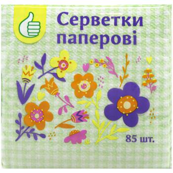 Auchan Green Single-layer Paper Napkins 24x24cm 85pcs - buy, prices for Auchan - photo 2