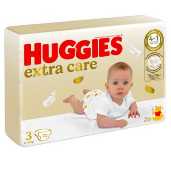 Huggies Extra Care Diapers 3 6-10kg 72pcs - buy, prices for Auchan - photo 1