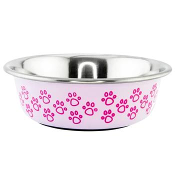 Миска металева ArjanImpex Animal Paw Print 01 270 мл - рожевий