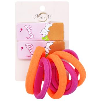 Mari N. Set of Kid's Hair Clips with Print and Elastic Bands 8pcs in assortment - buy, prices for - photo 2