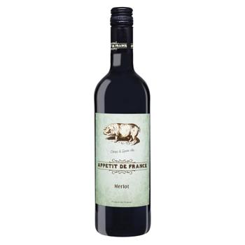 Вино Appetit De France Merlot красное сухое 13% 0,75л - купить, цены на NOVUS - фото 1