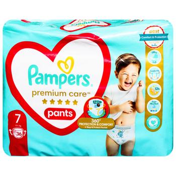 Подгузники-трусики Pampers Premium Care Pants размер 7 17+кг 36шт - купить, цены на METRO - фото 2