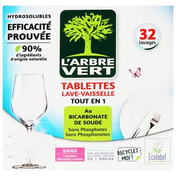 L'Arbre Vert All in 1 Dishwasher Tablets 32pcs - buy, prices for Auchan - photo 1