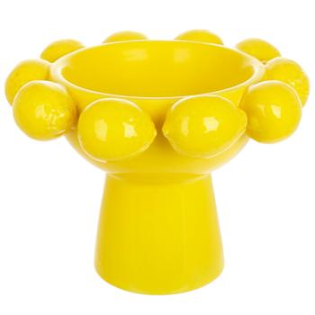 Bona Di Lemon Porcelain Fruit Bowl on Leg 25x18cm