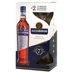 Напій алкогольний  ALEXANDRION 7* 0,7л 40%  + 2 склянки