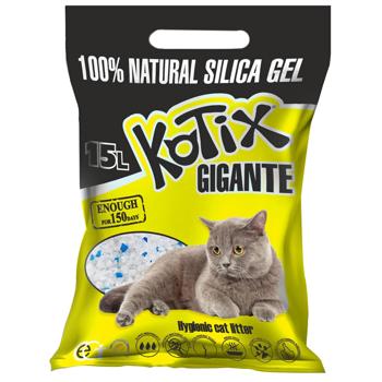 Наповнювач гігієнічний Kotix Gigante для котів силікагелевий 15л