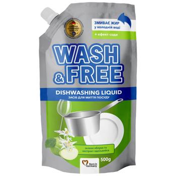 Засіб для миття посуду Wash&Free Зелене яблуко і екстракт едельвейса 500г - купити, ціни на Чудо Маркет - фото 1