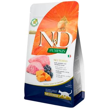 Farmina N&D Grain Free Neutered Adult сухий корм для котів 1,5 кг - ягня, гарбуз та чорниця - купить, цены на MasterZoo - фото 1
