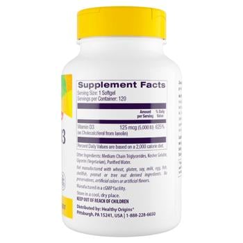 Healthy Origins 5000 IU Vitamin D3 120 softgels - buy, prices for - photo 3