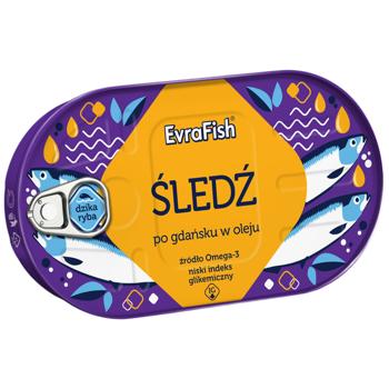 Оселедець EvraFish в рапсовій олії по-гданськи 170 г - купить, цены на Эпицентр FOOD - фото 1