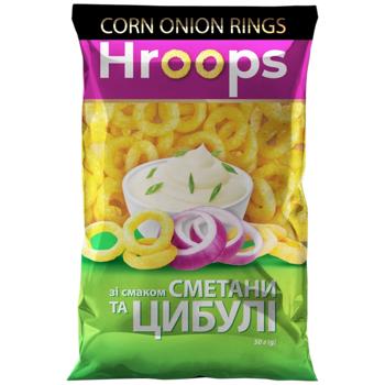 Снеки кукурузные Hroops со вкусом лука и сметаны 50г