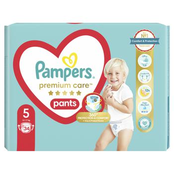 Подгузники-трусики Pampers Premium Care Pants размер 5 Junior 12-17кг 34шт - купить, цены на МегаМаркет - фото 2