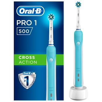 Электрическая зубная щётка Oral-B Pro1 500 СrossAсtion синяя - купить, цены на КОСМОС - фото 1