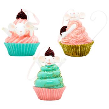 Декоративна підвісна фігурка Мишка в капкейці 11см 3 дизайни 838-440 BONADI 1 шт - купить, цены на WINETIME - фото 1