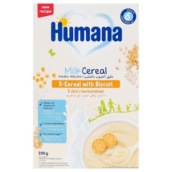Humana 5 Cereals Dry Milk Porridge with Biscuit 200g - buy, prices for MegaMarket - photo 3