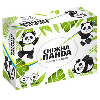 Салфетки Снежная Панда двухслойные в коробке 70шт - купить, цены на Auchan - фото 2