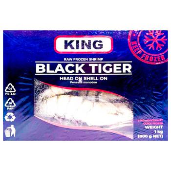 King Frozen Black Tiger Shrimp Head on Shell on 6/8 1kg - buy, prices for METRO - photo 1