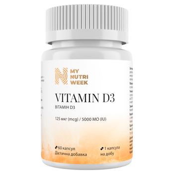 Вітамін Д3,  Vitamin D3, MyNutriWeek, 5000MO 60 кап - купить, цены на Biotus - фото 1